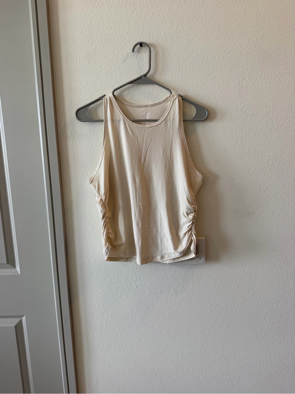 Women's Cream Ruched Side Tank Top